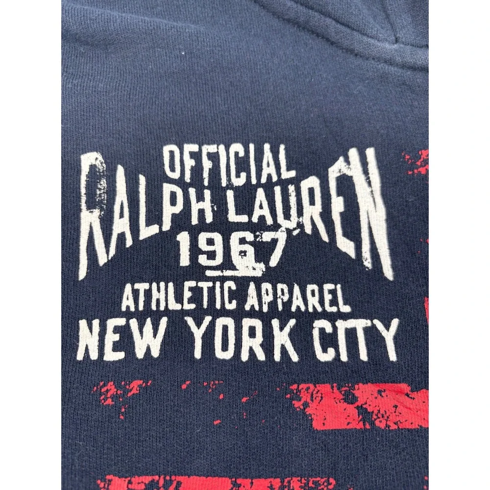 Polo Ralph Lauren Mens XL Navy Blue American Flag Full Zip Hoodie Sweatshirt